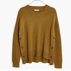 Madewell Brownstone Side Button Crew Neck Sweater